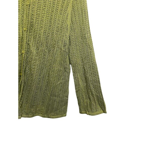 Sigrid Olsen Green Silk Blend Pointelle Lace Beaded Cardigan Sweater Women’s XL - Picture 3 of 6